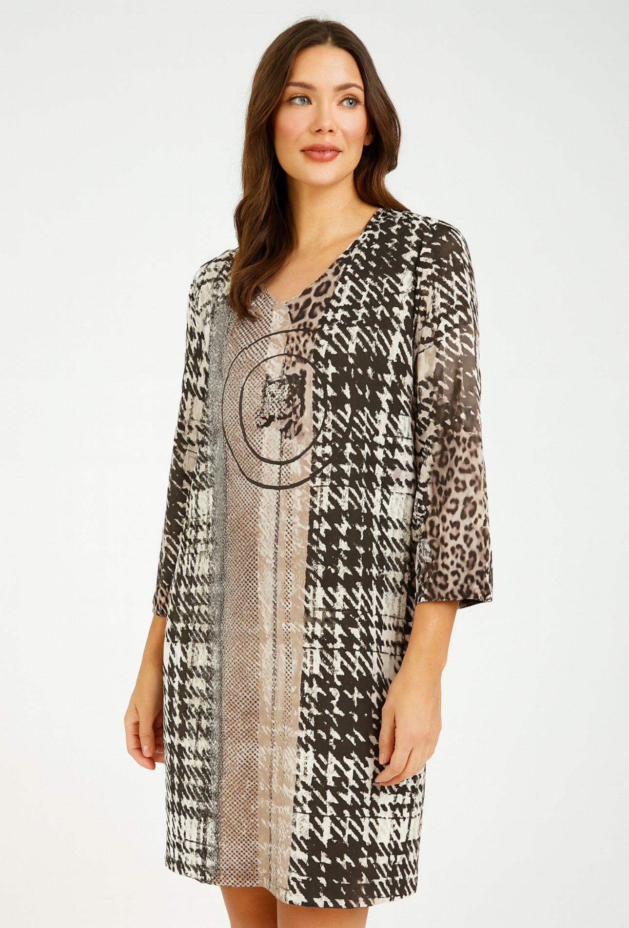 TUZZI Reversible Mixed Print Dress