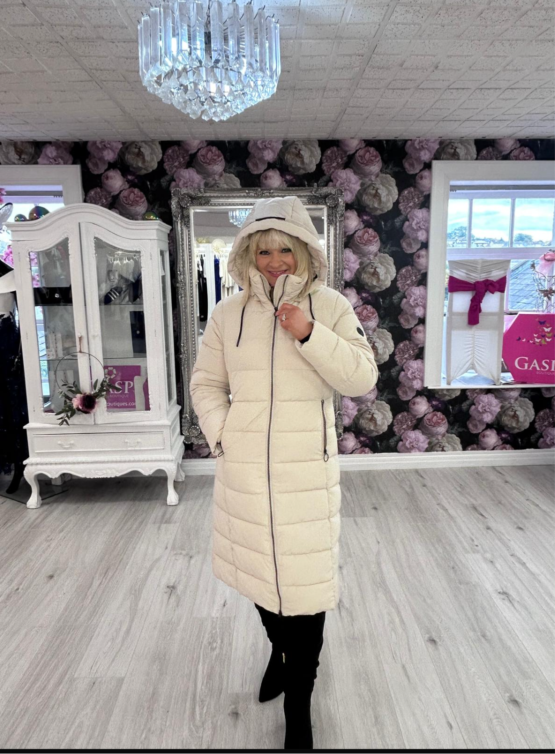 Frandsen Longline Quilted Coat – Cream