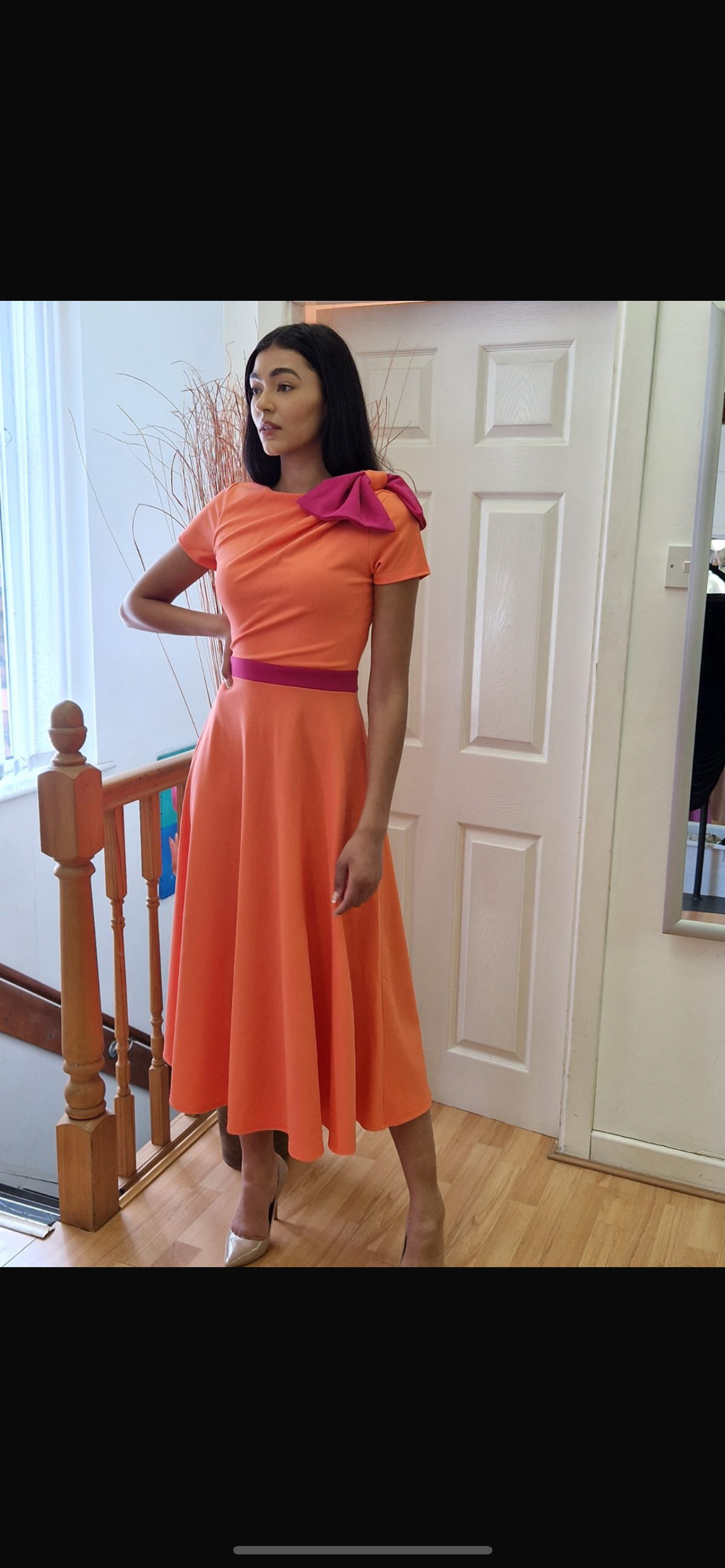 Coral dress with pink bow.. SALE NO EXCHANGE..