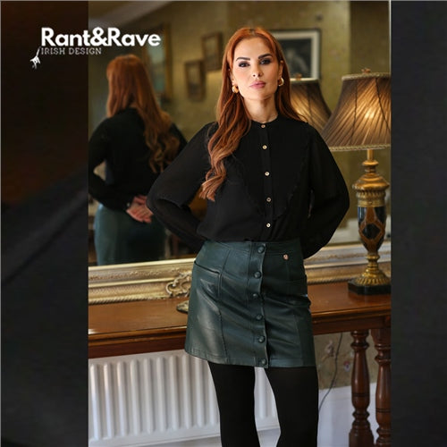 Helia green faux leather skirt