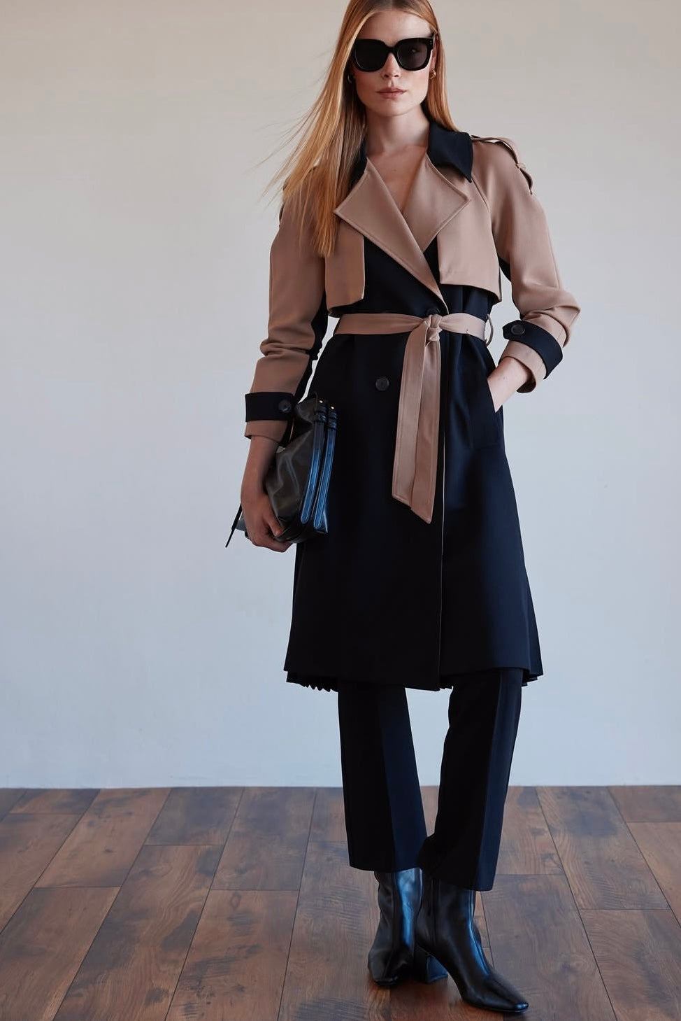 Argiddo Two-Tone Belted Mac