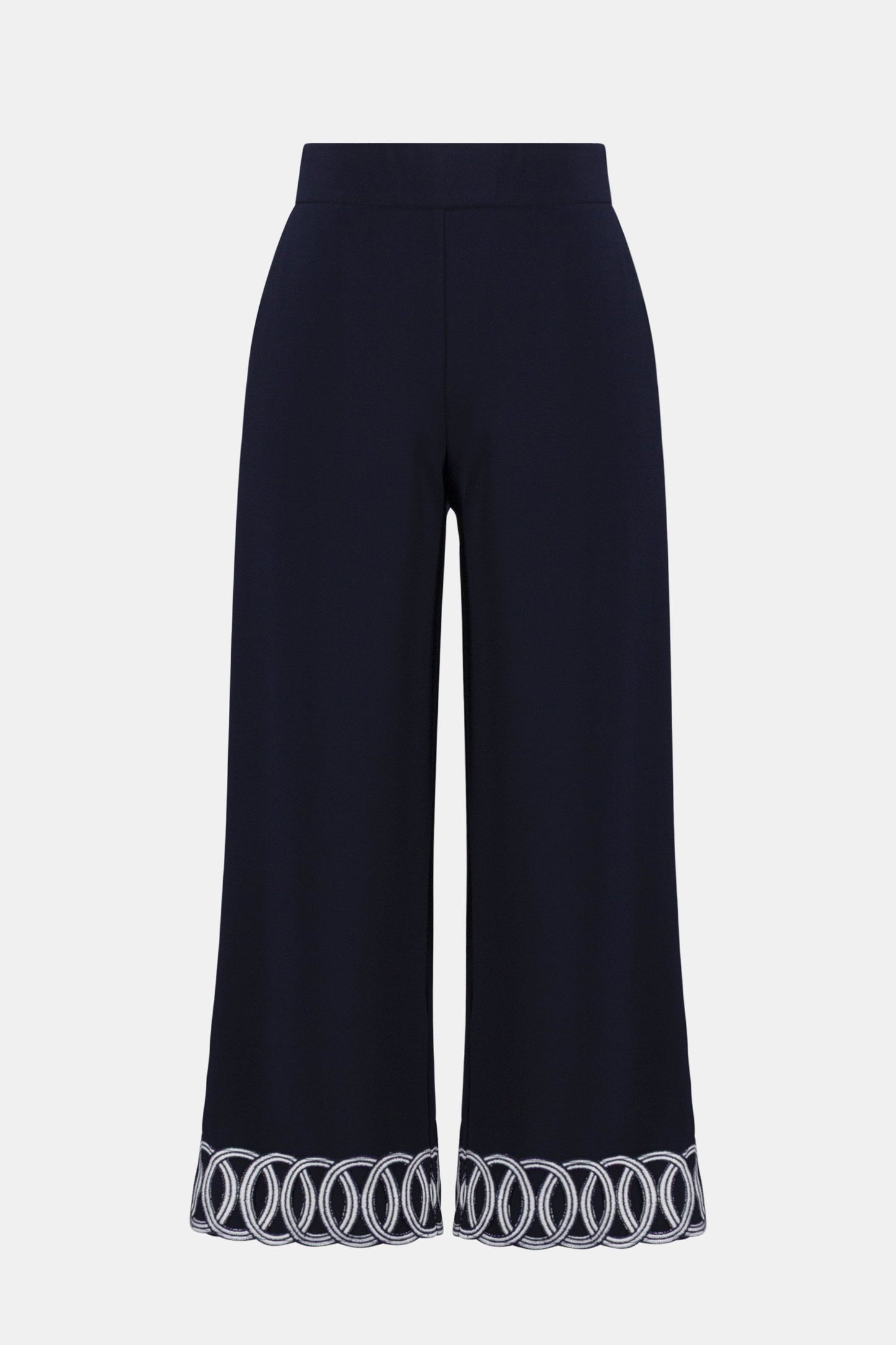 Silky Knit Pull-On Culotte Pants With Guipure Detail
261246