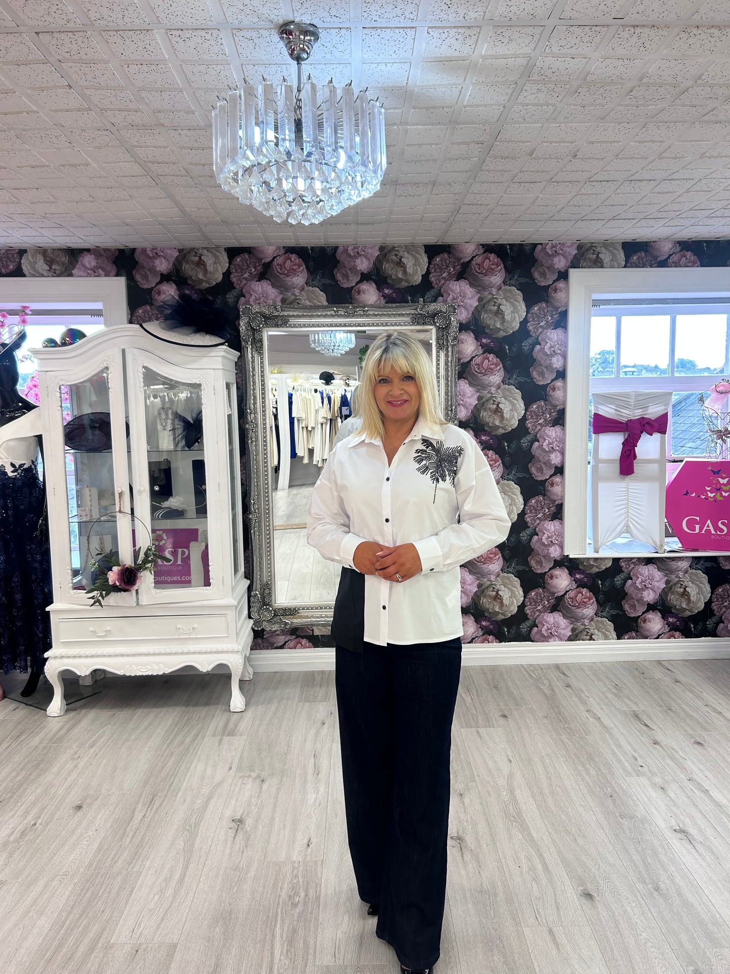 Inco white shirt with black motif. 