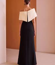 Carla Ruiz Elegant Contrast Off-Shoulder Occasion Dress