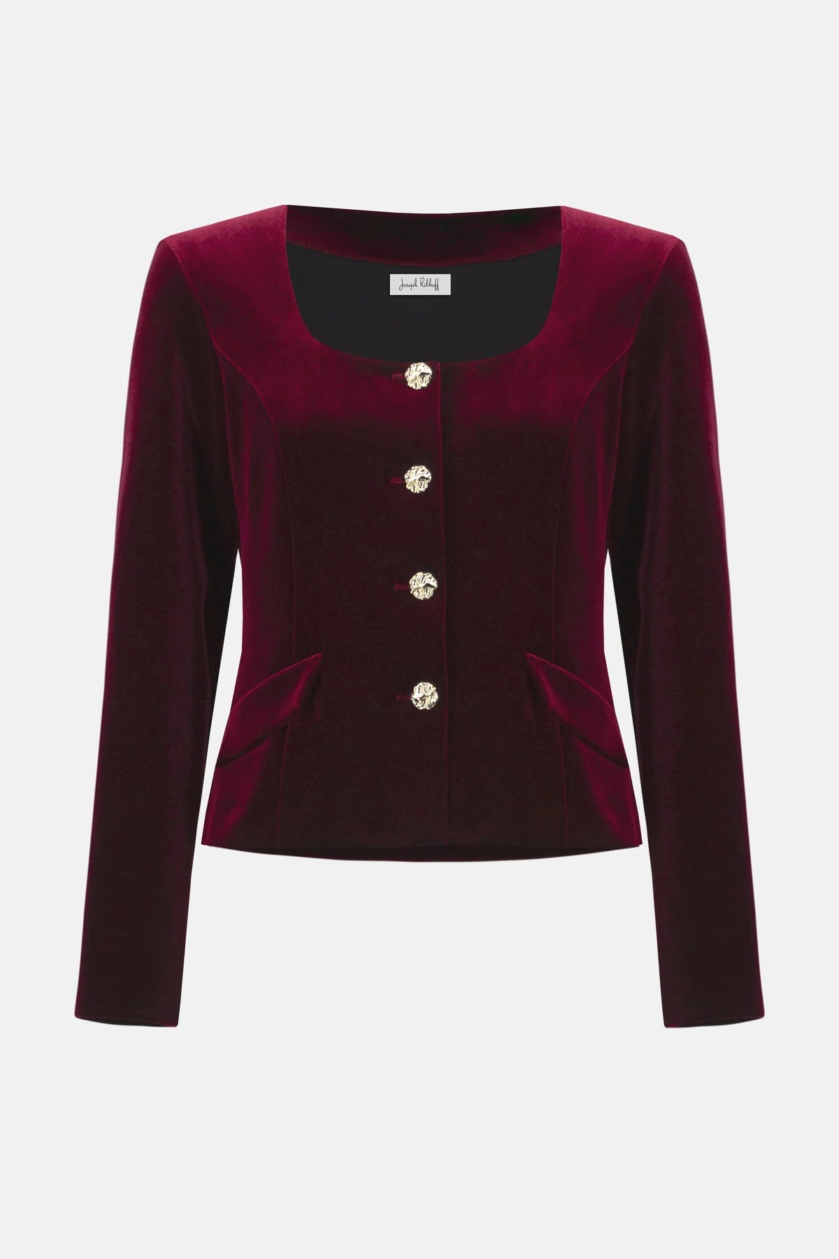 JOSEPH RIBKOFF VELVET SQUARE BLAZER - BURGUNDY 254197