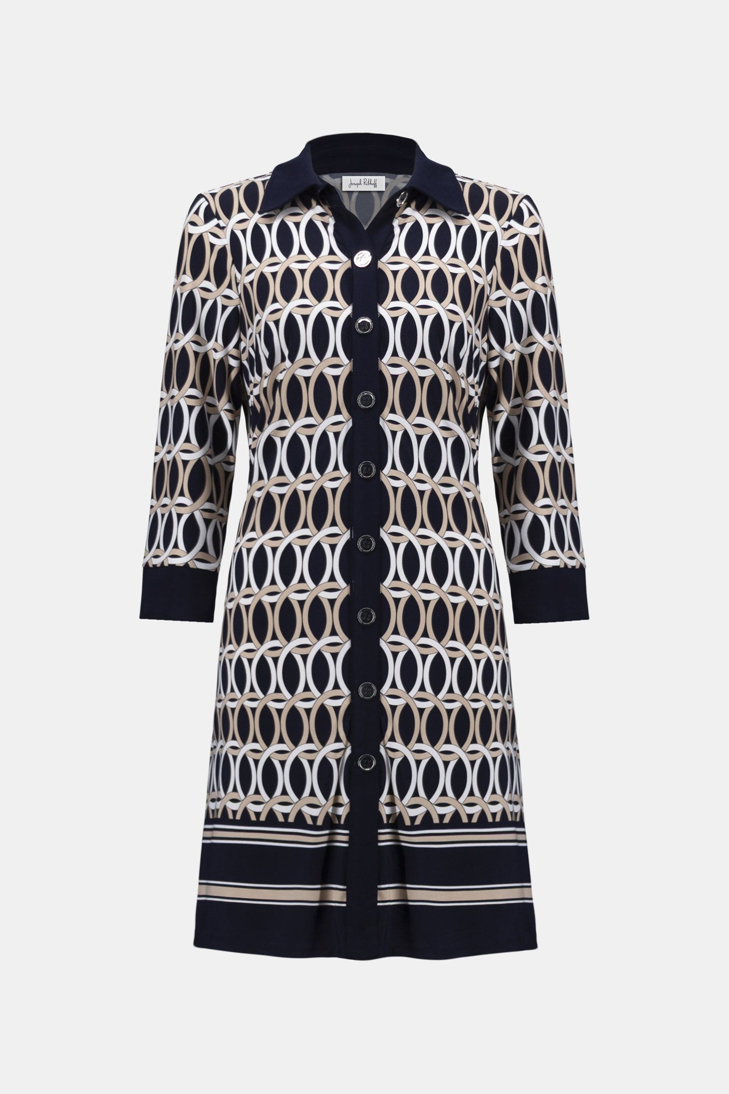 Silky Knit Geometric Print A-Line Shirt Dress
261903