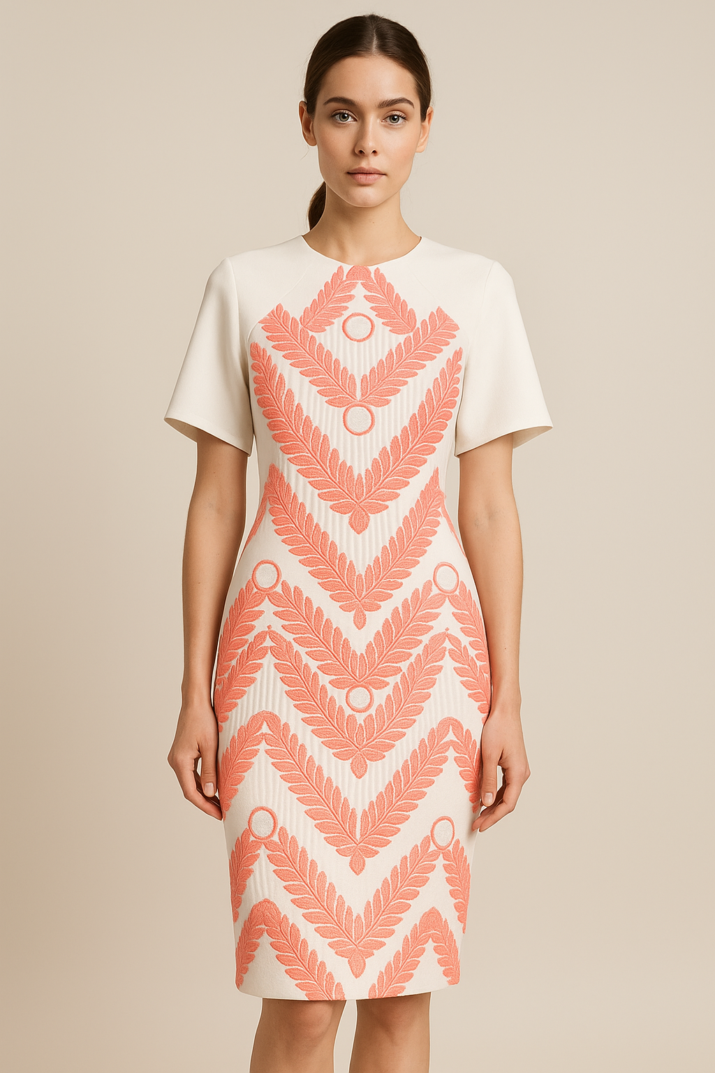 Ella boo fluorescent orange and ivory dress