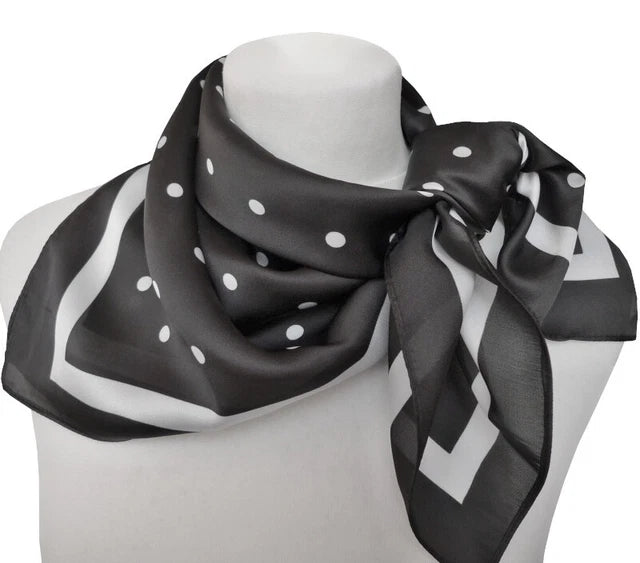 Black polka dot scarf