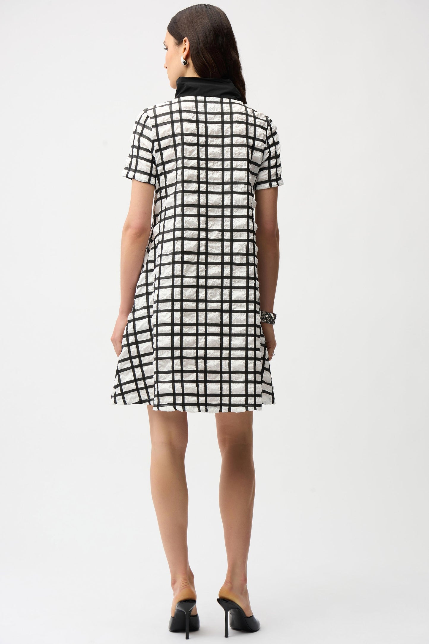 Jacquard Plaid Print A-line Dress With Contrast Detail
261307