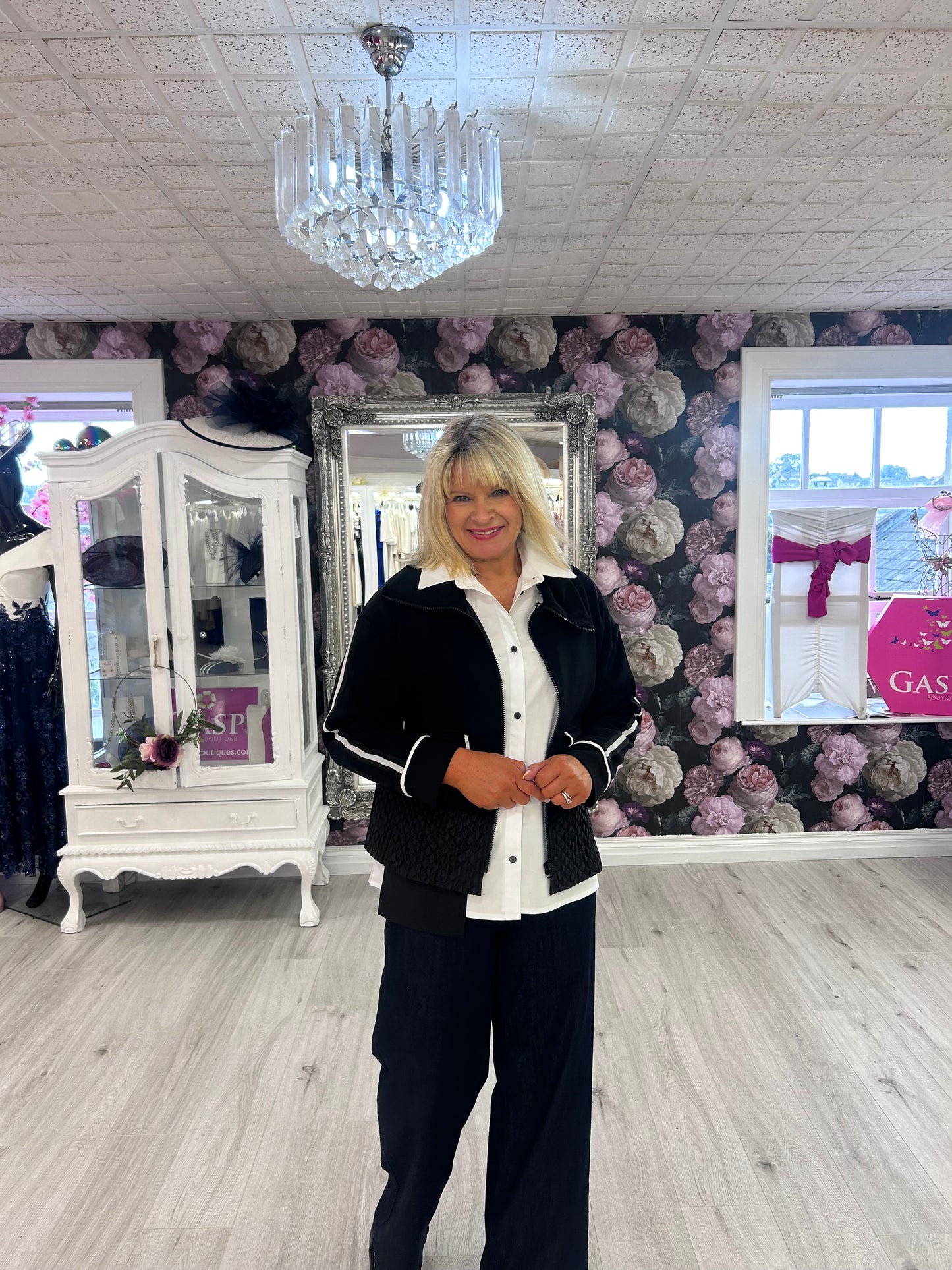 Inco Black with white Trim Jacket.