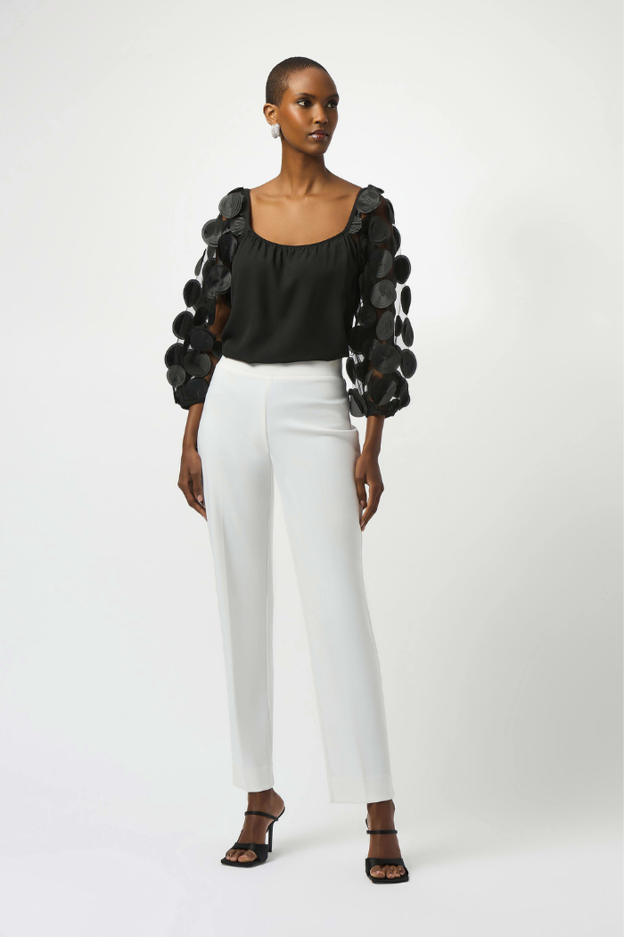 JOSEPH RIBKOFF SILKY KNIT TOP WITH 3D DOT SLEEVES 251273