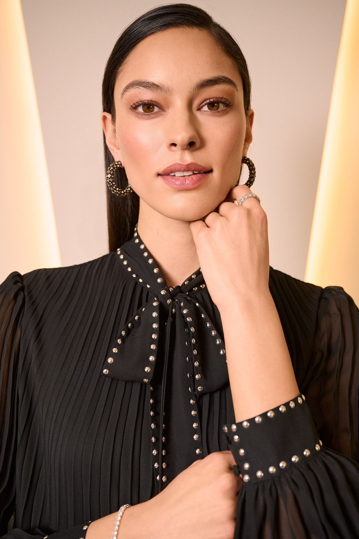 JOESPH RIBKOFF pleated chiffon A-Line black dress 254902