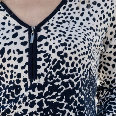 Marble Knit Top 7995 – Black/White Animal Print