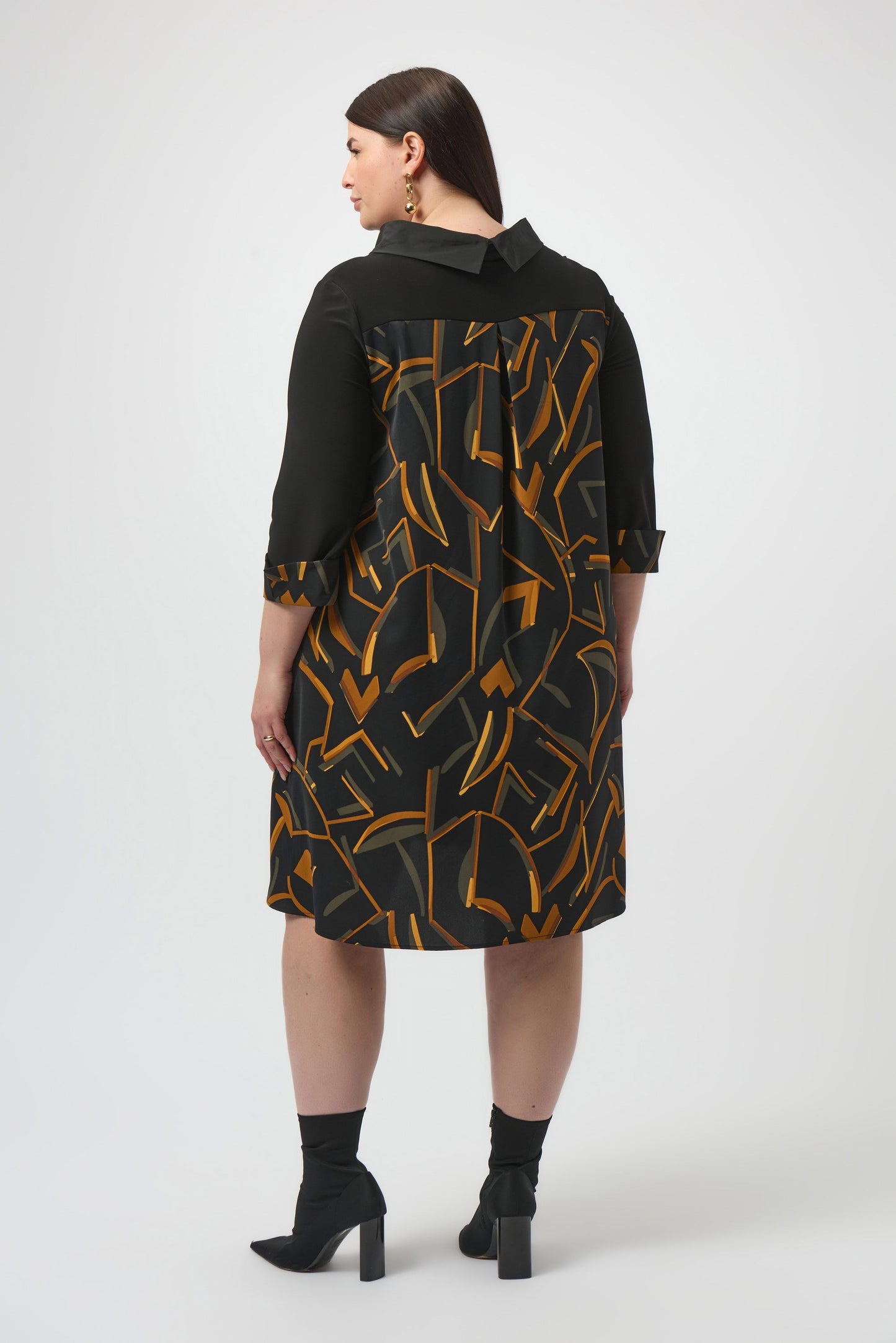 Recycled Woven Abstract Print And Silky Knit Dress
253186