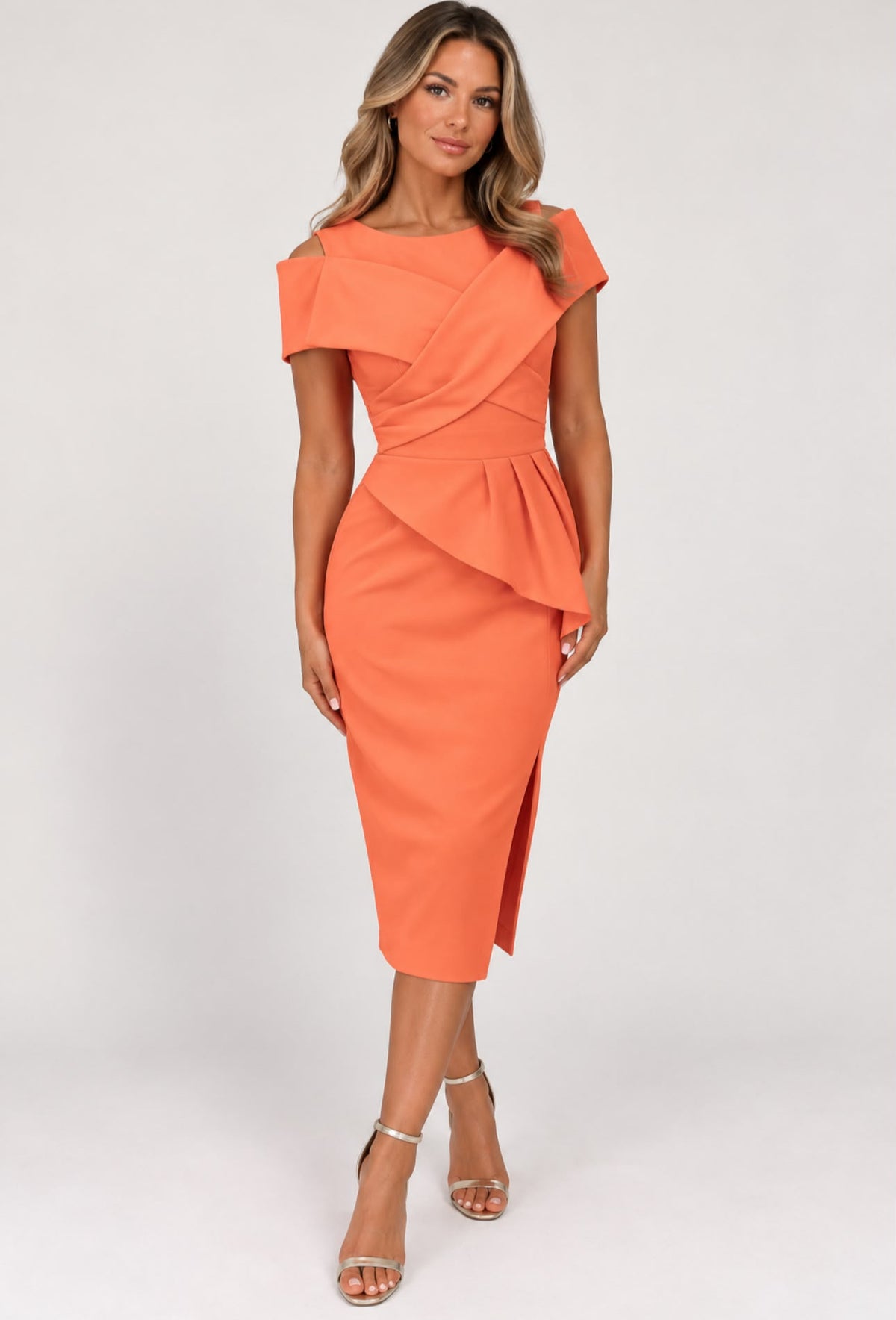 SEREN midi dress in apricot size 16!