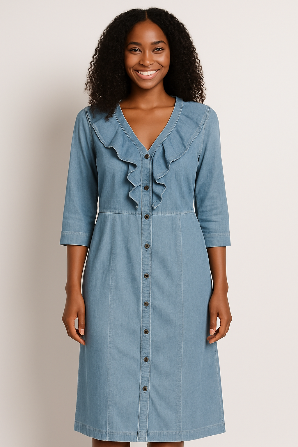 K design light denim wash dress