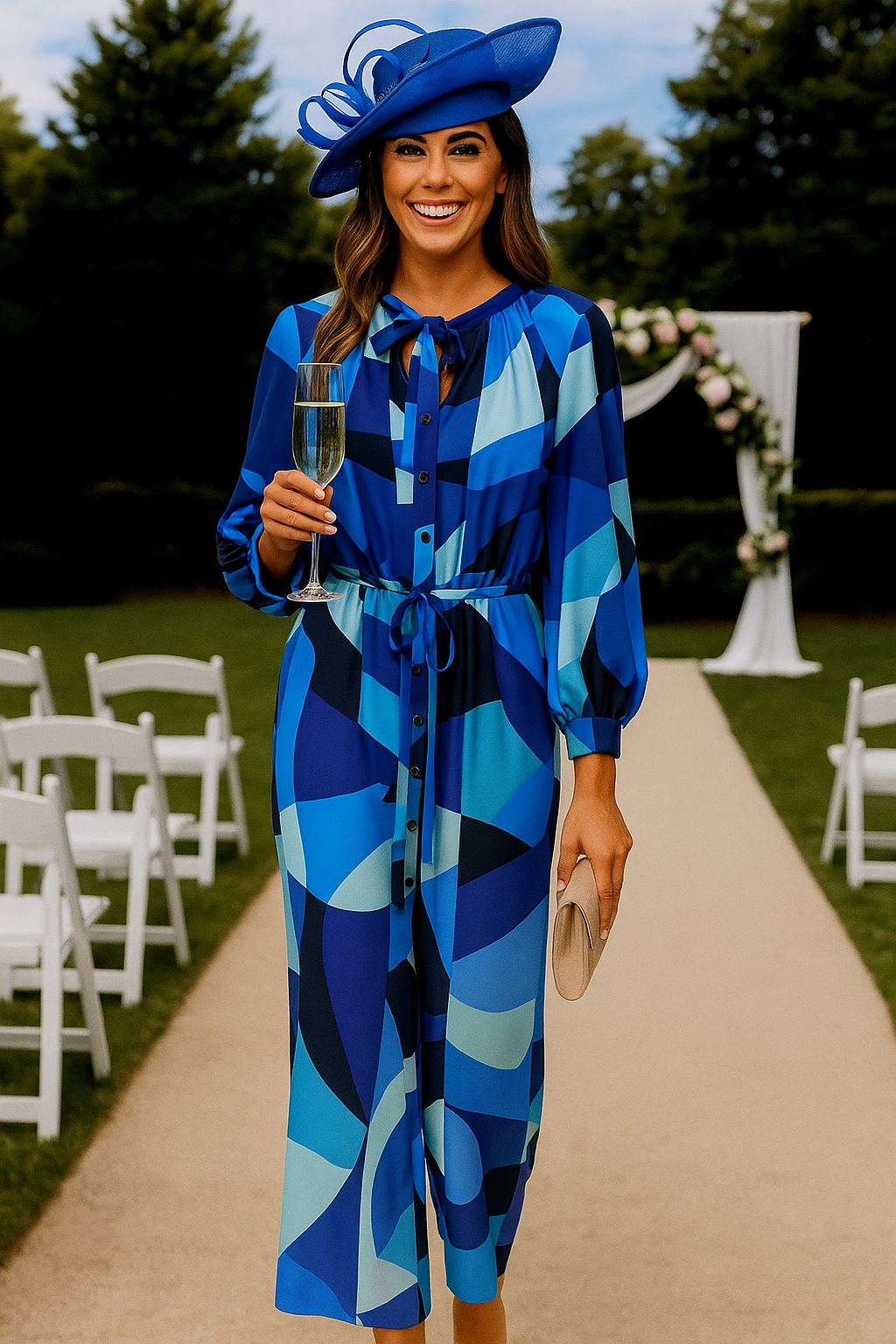 Ella Boo Blue Geometric Shirt Dress