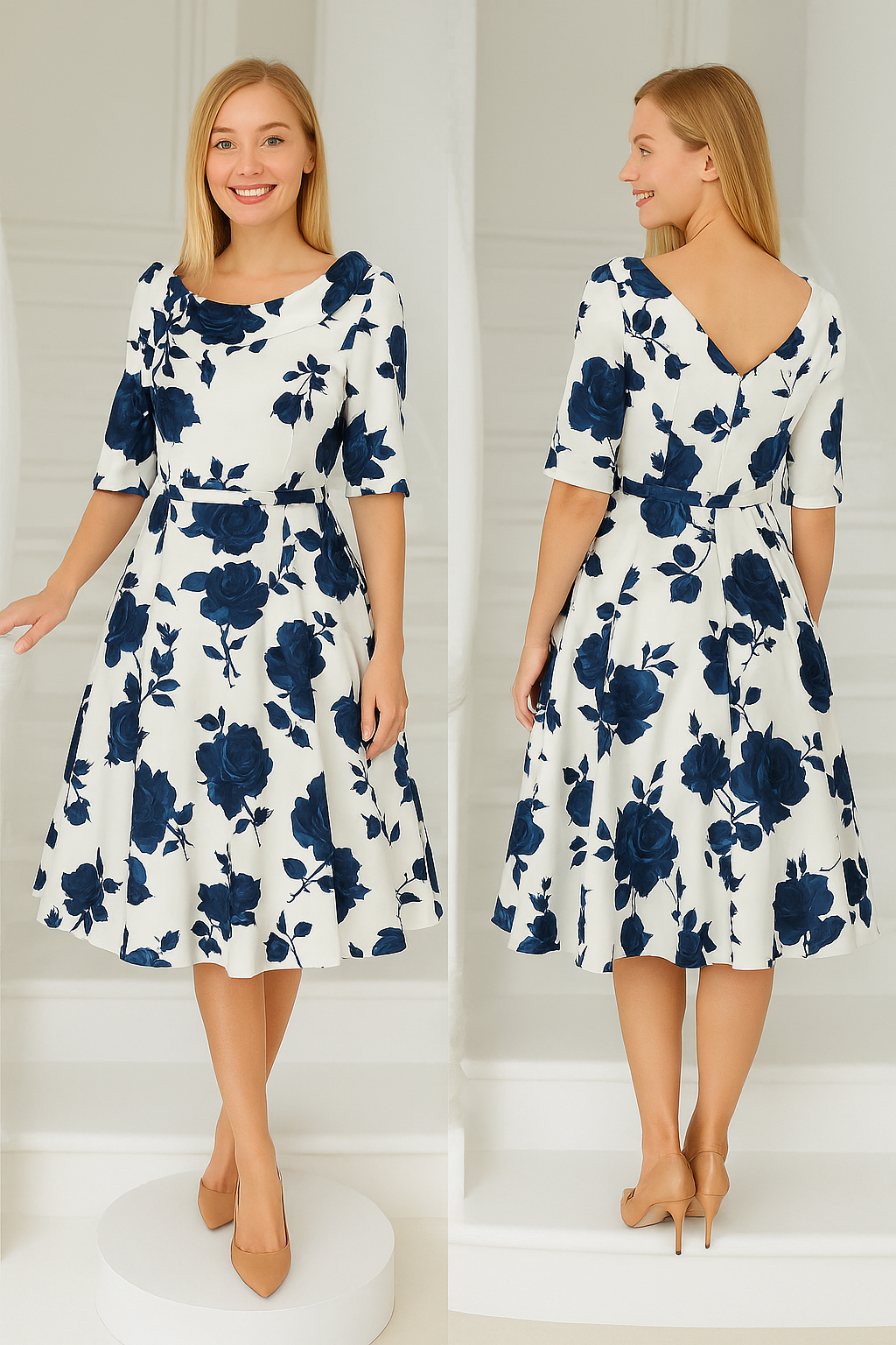 Veromia navy /ivory dress