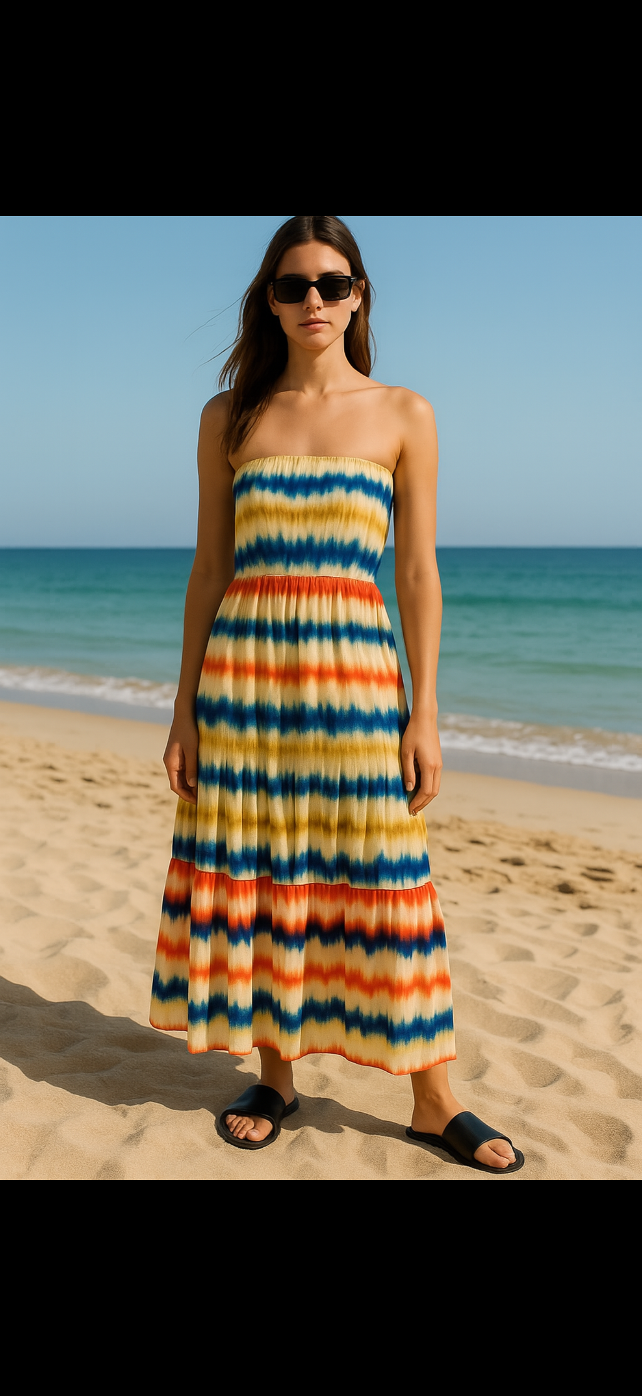 K Design Strapless Maxi Dress – Multi Tie-Dye