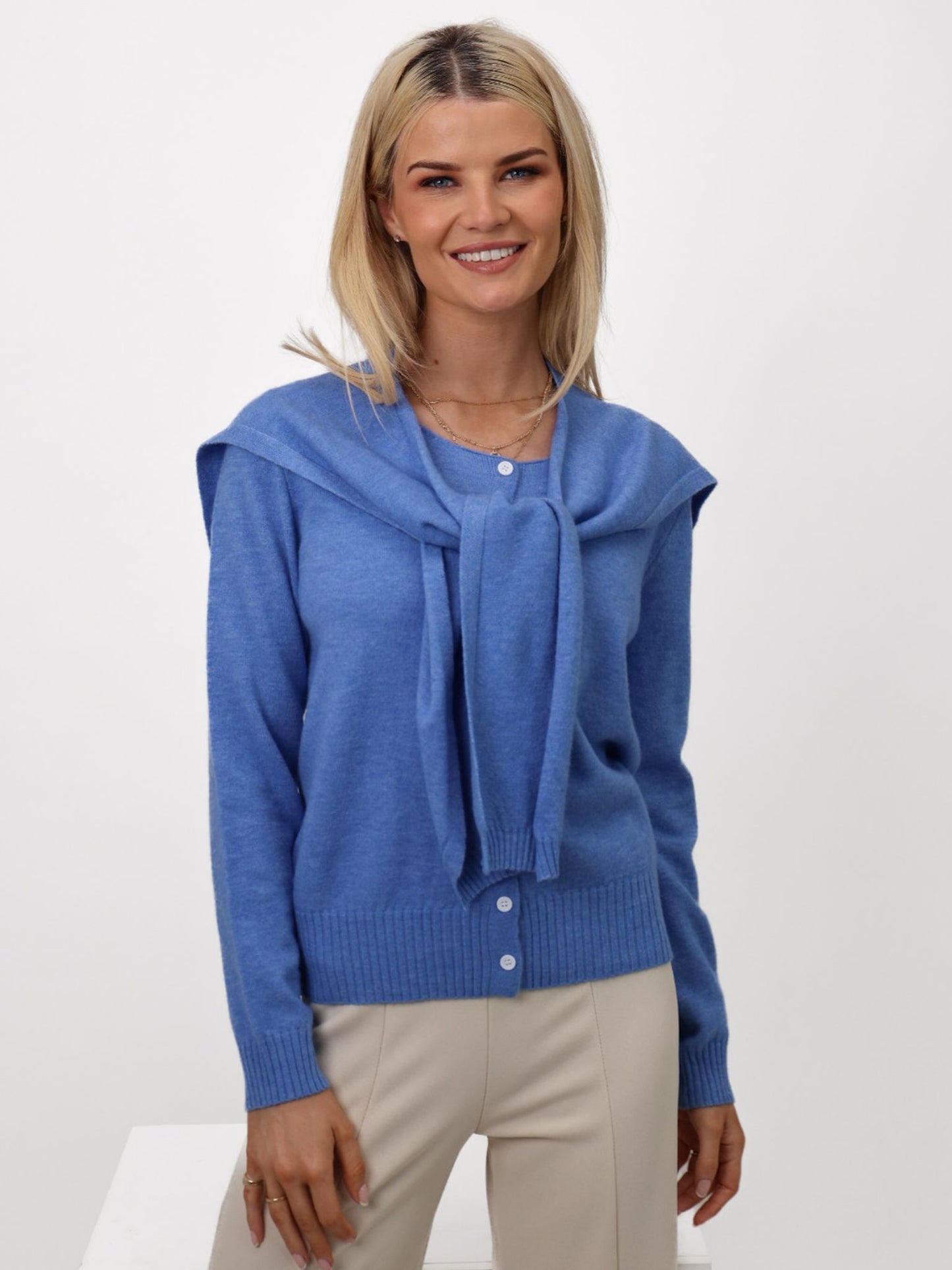Fern Kate and Pippa blue cardigan