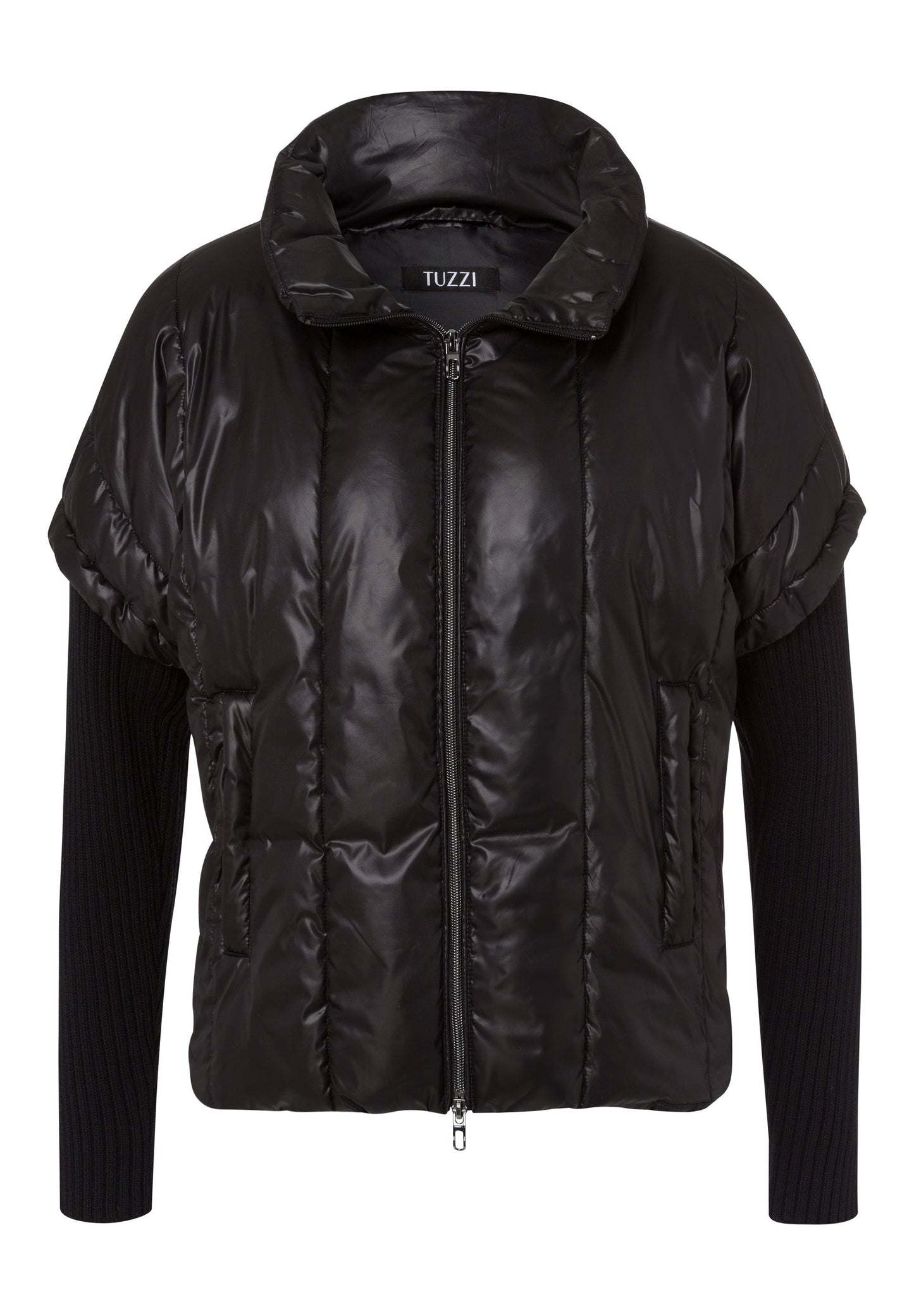Tuzzi Black Padded Jacket with Knit Sleeves