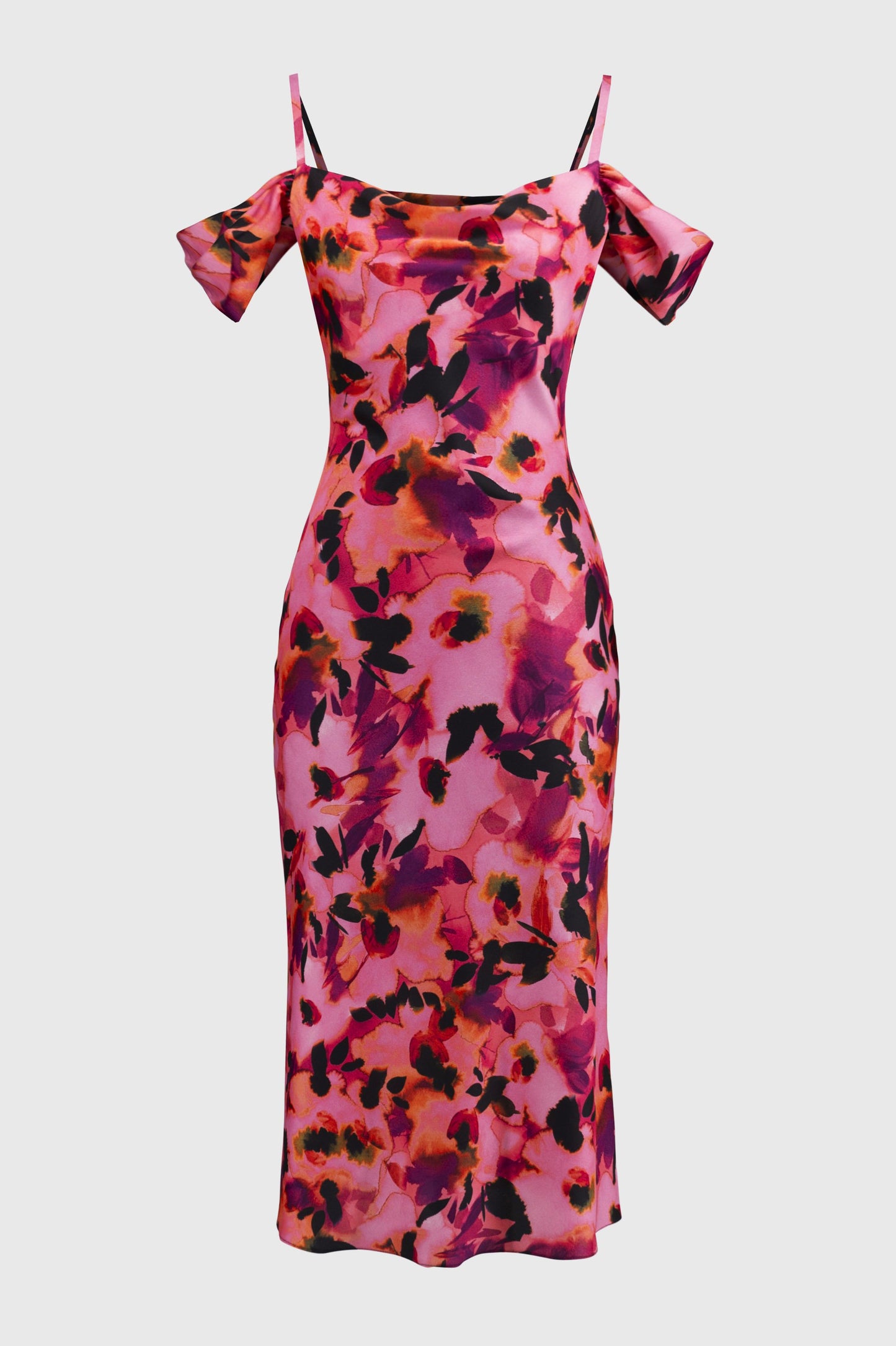 251737 signature satin floral sheath dress