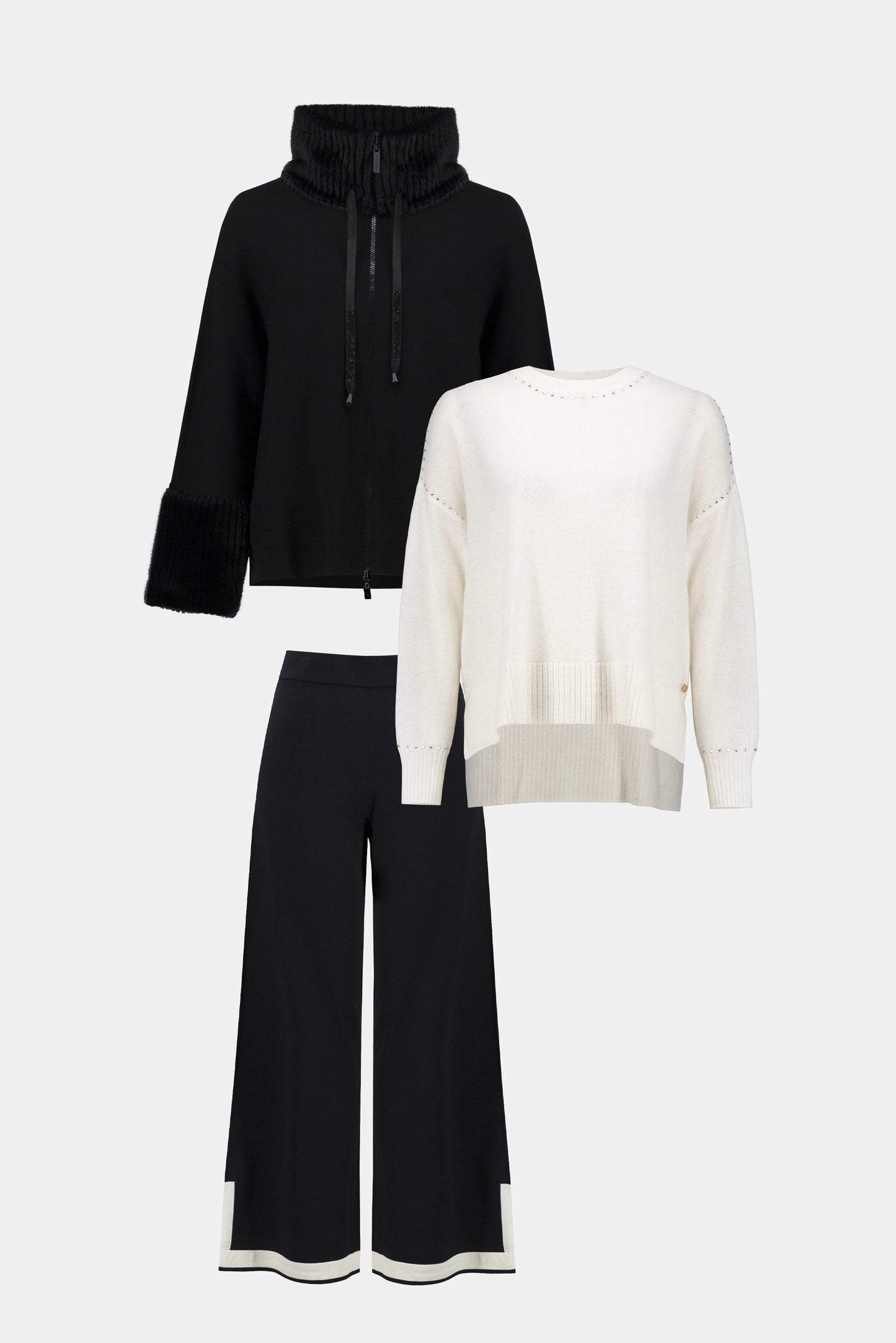 Sweater Knit Colour Block Culotte Pants