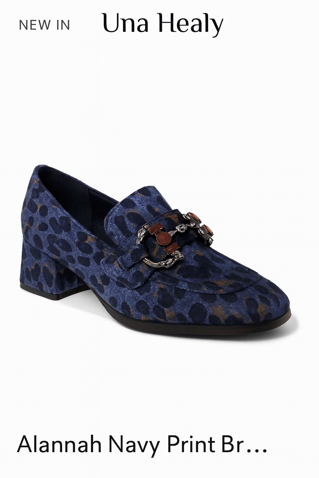 Una Healy Alannah Navy Print Block Heel Loafer