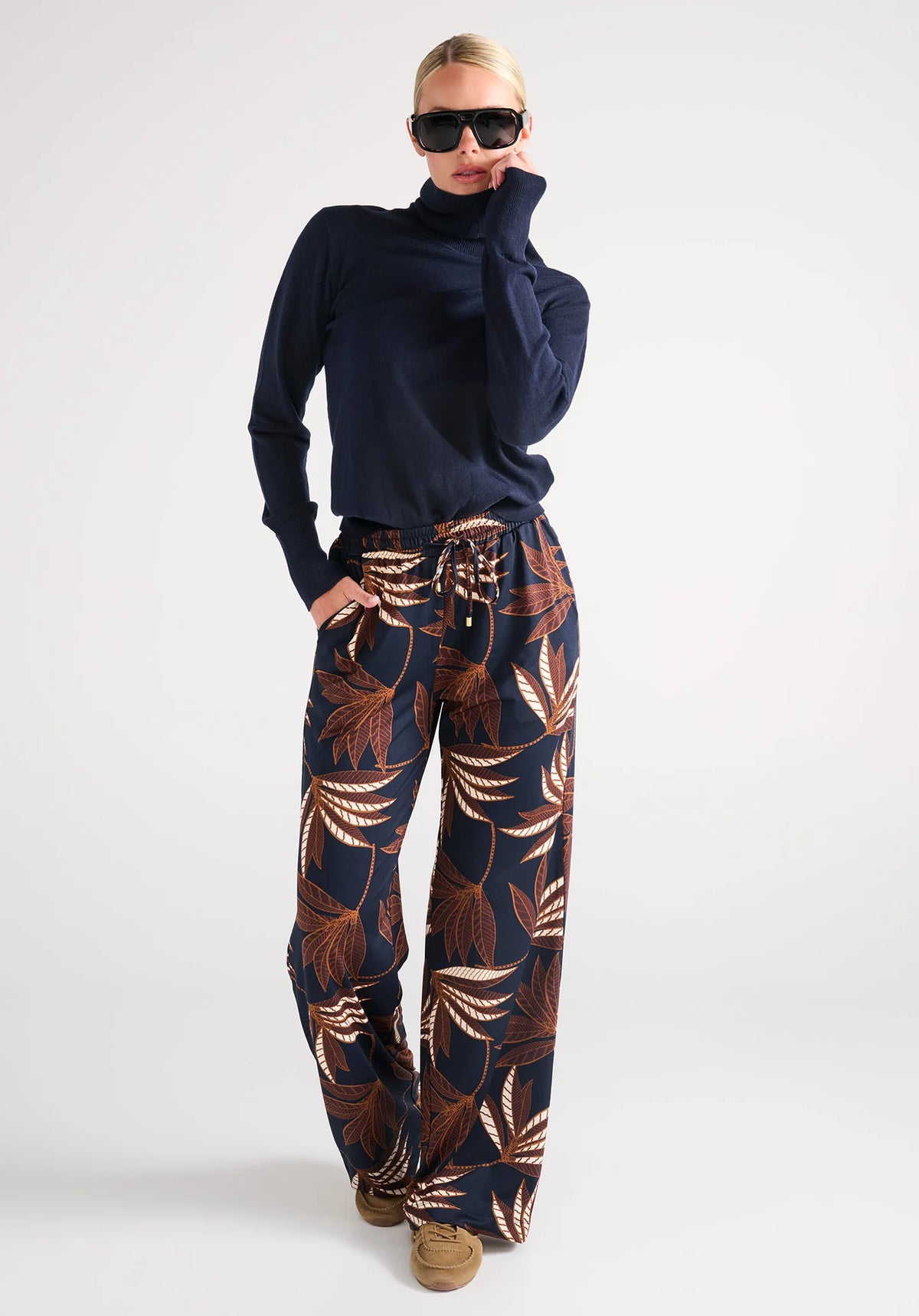 K design trousers with botanical print
