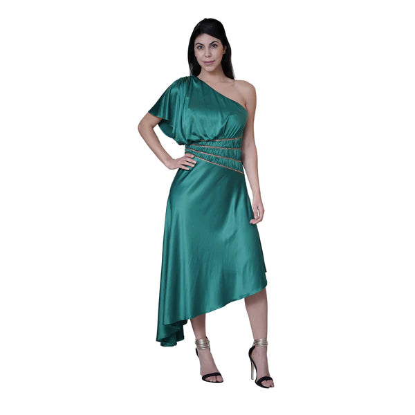 Midi satin evening dress