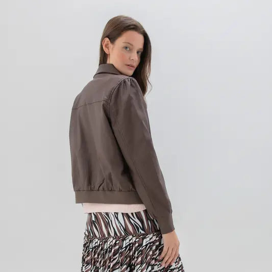 Marble brown faux leather jacket