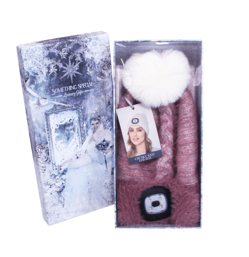 Pink hat with rechargeable light