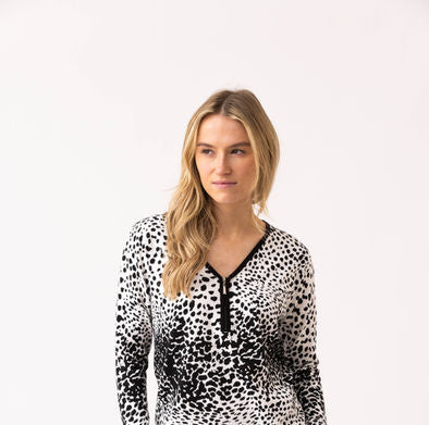 Marble Knit Top 7995 – Black/White Animal Print