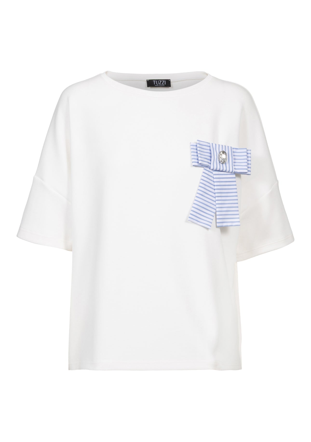 TUZZI beach please- striped bow white t-shirt