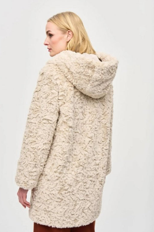 JOSEPH RIBKOFF REVERSIBLE FAUX FUR COAT