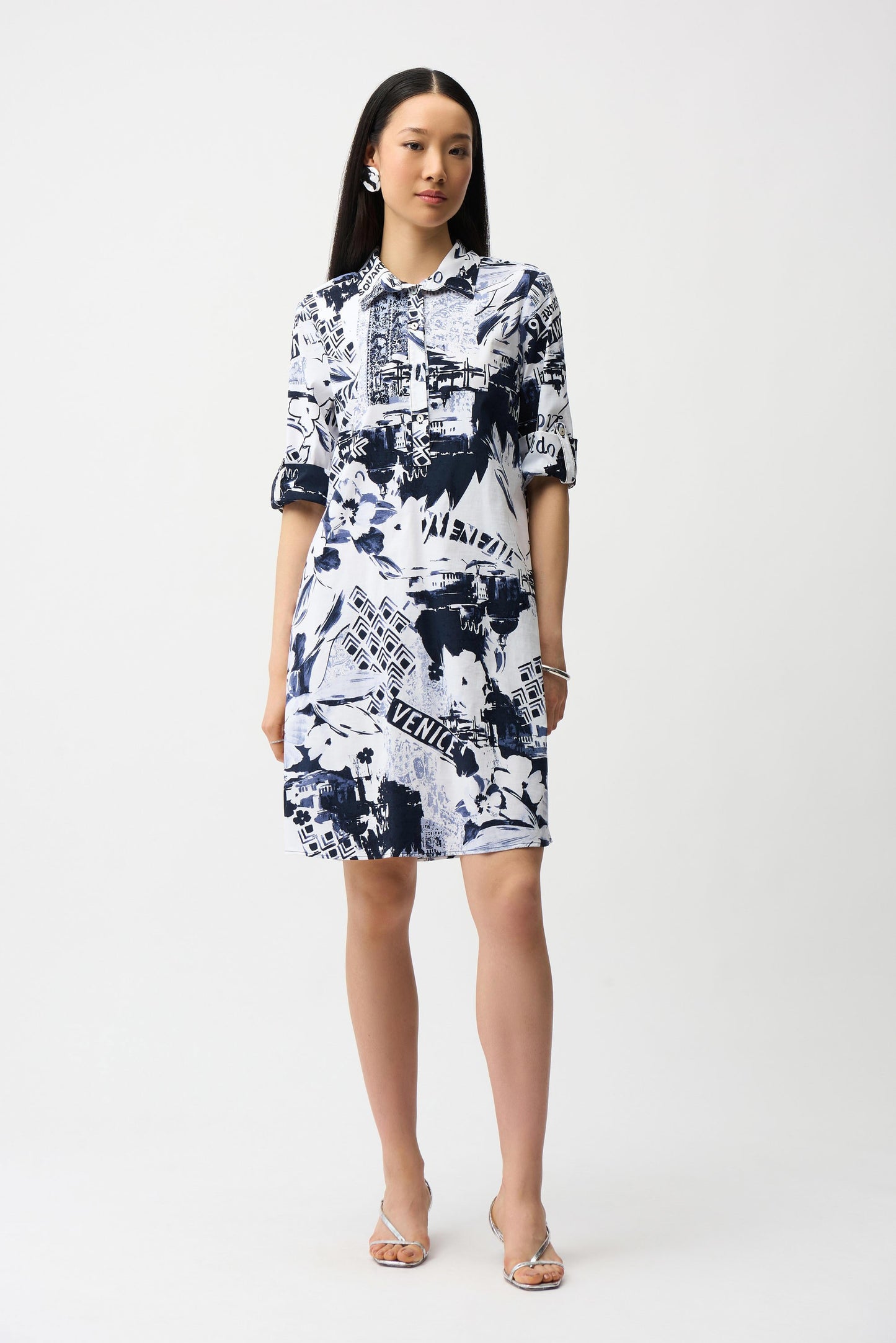 Stretch Poplin Conversational Print Shirt Dress
261048