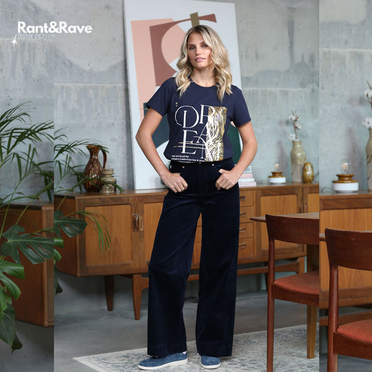 Rant & Rave Rochelle Wide Leg Cord Navy