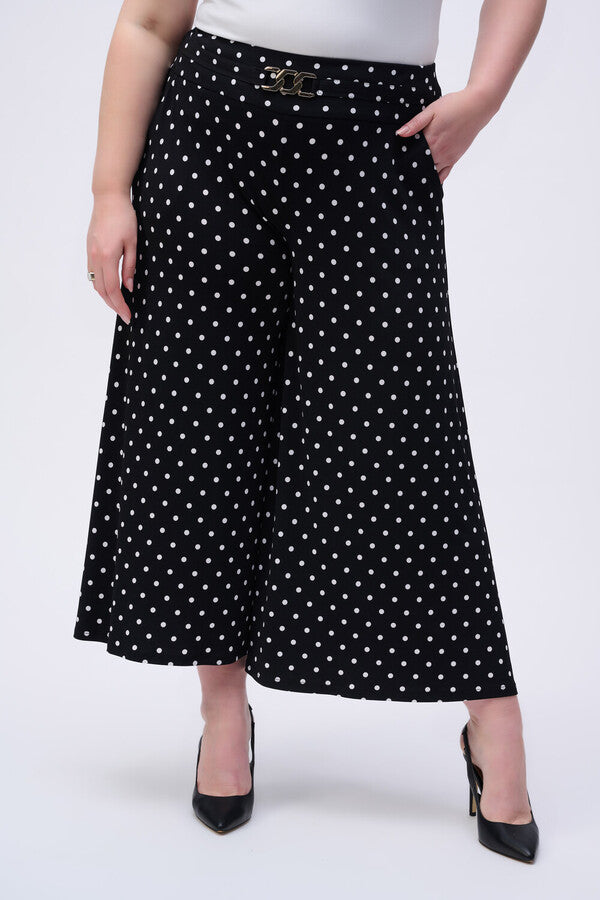 Joseph Ribkoff Black Polka Dot wide leg trousers 251040.