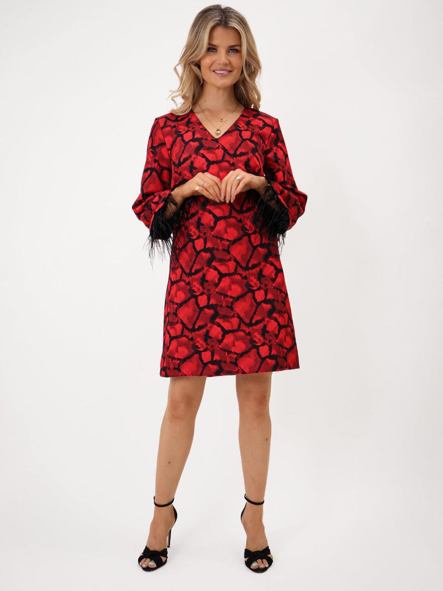 TAYLOR MINI SHIFT DRESS IN RED PRINT