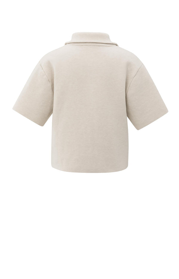 YaYa Short sleeve sweater with collar and half zip