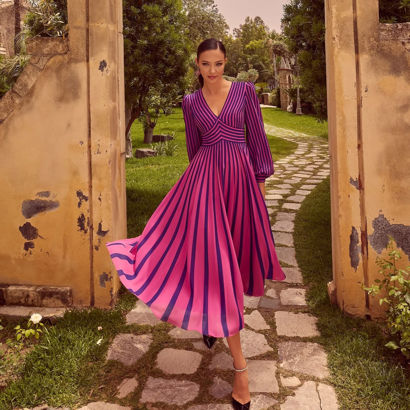 Fushia /navy A-line dress. Mother of the bride and groom/special occasion