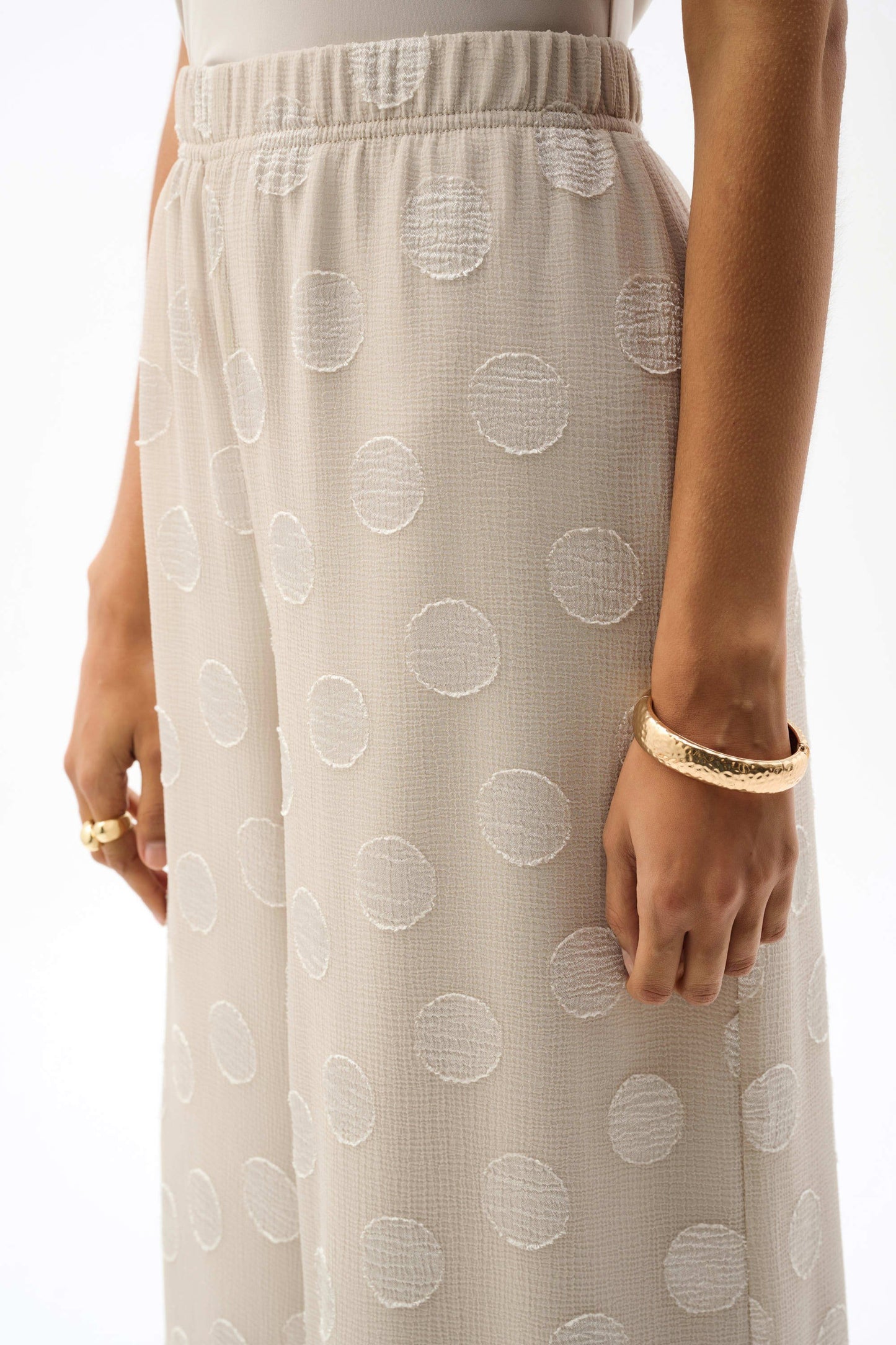 JOSEPH RIBKOFF 262259 Chiffon Jacquard Dot Print Wide Leg Pants