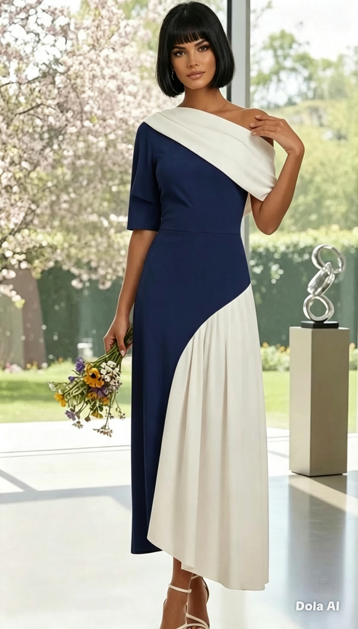 NAVY & CREAM ASYMMETRIC
