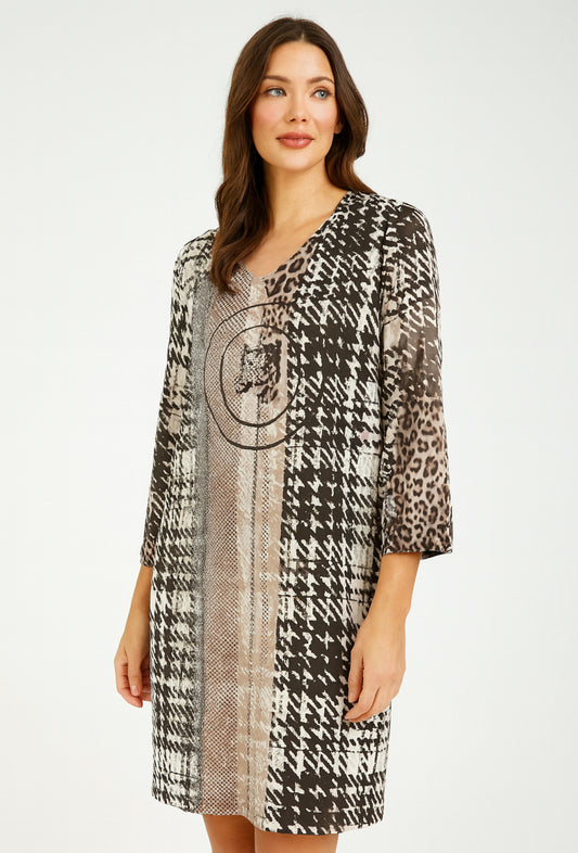 TUZZI Reversible Mixed Print Dress