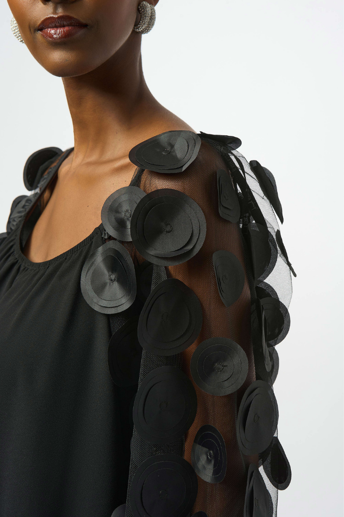 JOSEPH RIBKOFF SILKY KNIT TOP WITH 3D DOT SLEEVES 251273