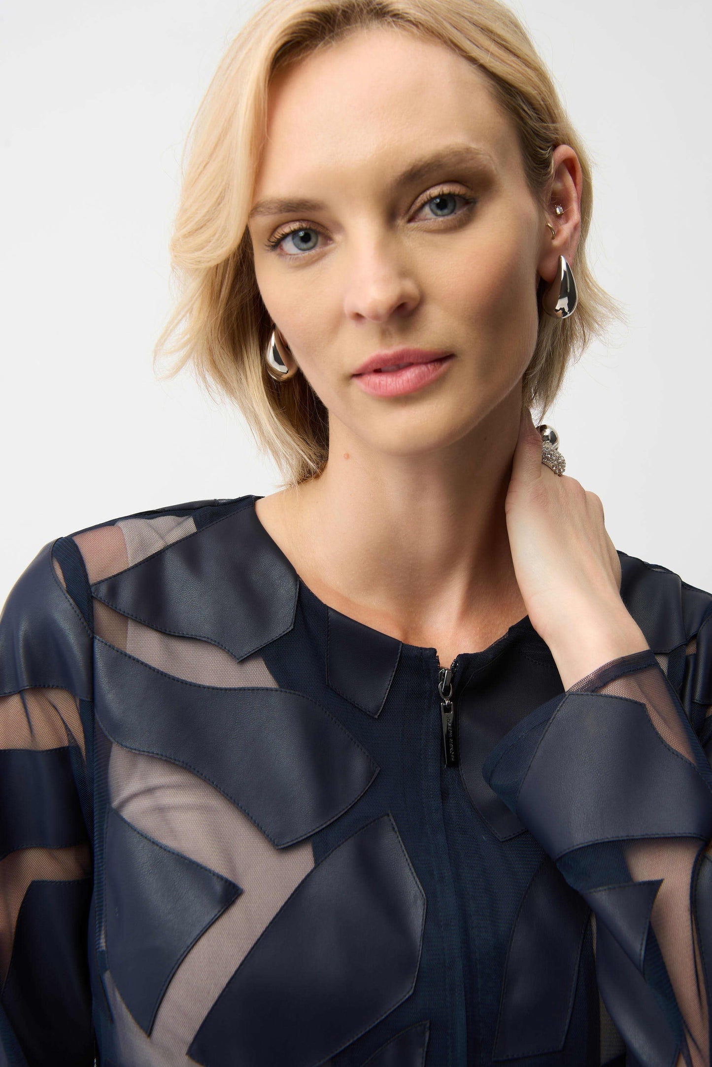 Laser Cut Leatherette Giraffe Print Fitted Jacket
261906