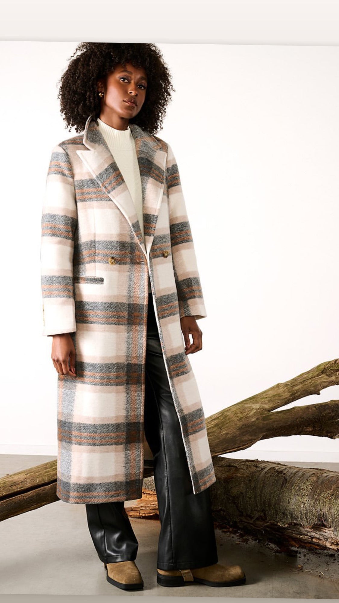 K Design Checked Longline Coat