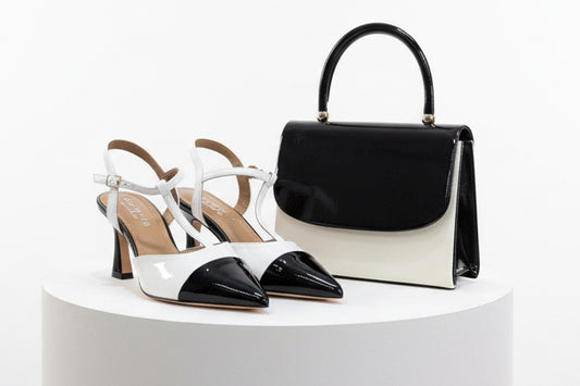 Sorento Two-Tone Shoe & Bag Set – Black & Ivory jorgegenson