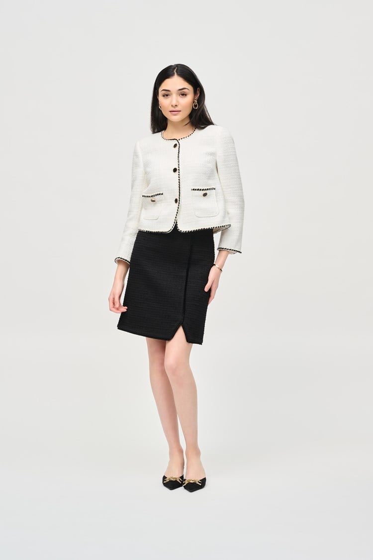 243911 boucle jacket with contrast trim