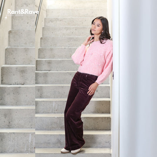 Rant & Rave Jacinda Wide Leg Cord Plum (short)